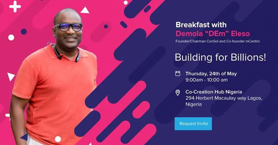 Demola Eleso, guest at CcHub Breakfast Chat