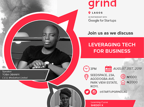  Startup Grind Lagos set to host WhoGoHost CEO, this August. Wish to participate?