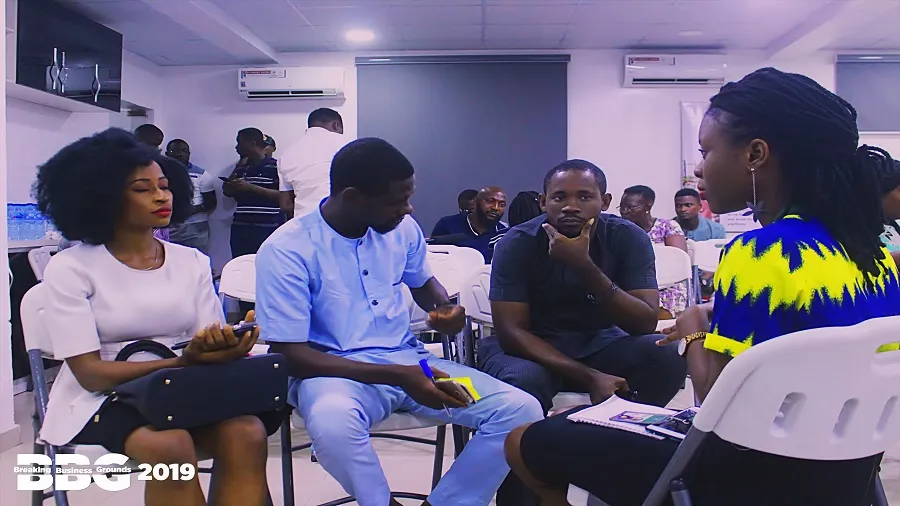 Dami and Victor from FewChore engaging startups at BBG2019 Breakout session