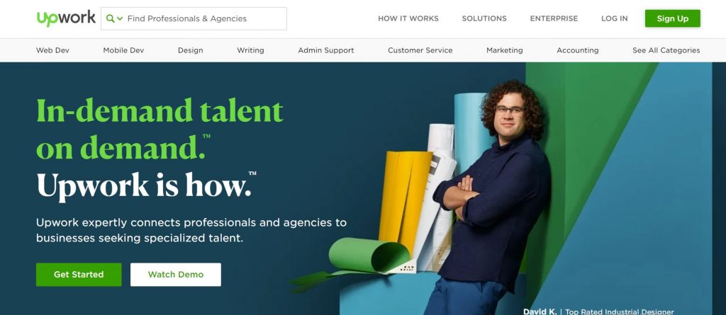 Screenshot Upwork - top freelancing sites