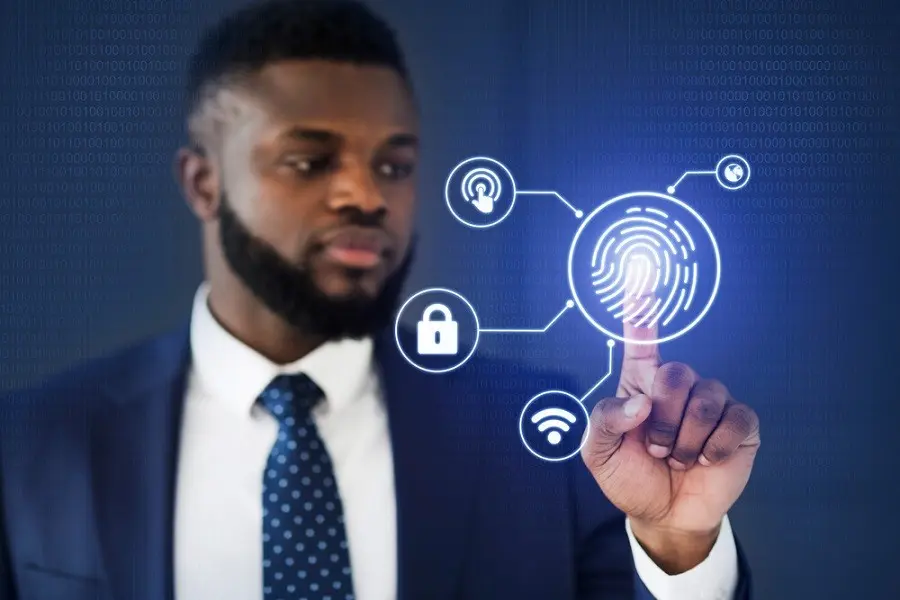 African Man using Biometrics - Picture adopted in My Identity Pay Biometrics Product Launch