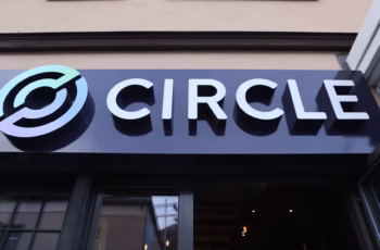 Circle`s logo on building to buttress partnership with African Cross-border payments providers for USDC on/off ramping