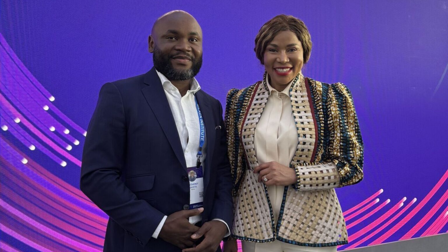 Anthony Oduu, CTO & Co-Founder, Verto ;Ola Oyetayo, Verto CEO receiving award at the Milken-Motsepe Global Conference in Los Angeles